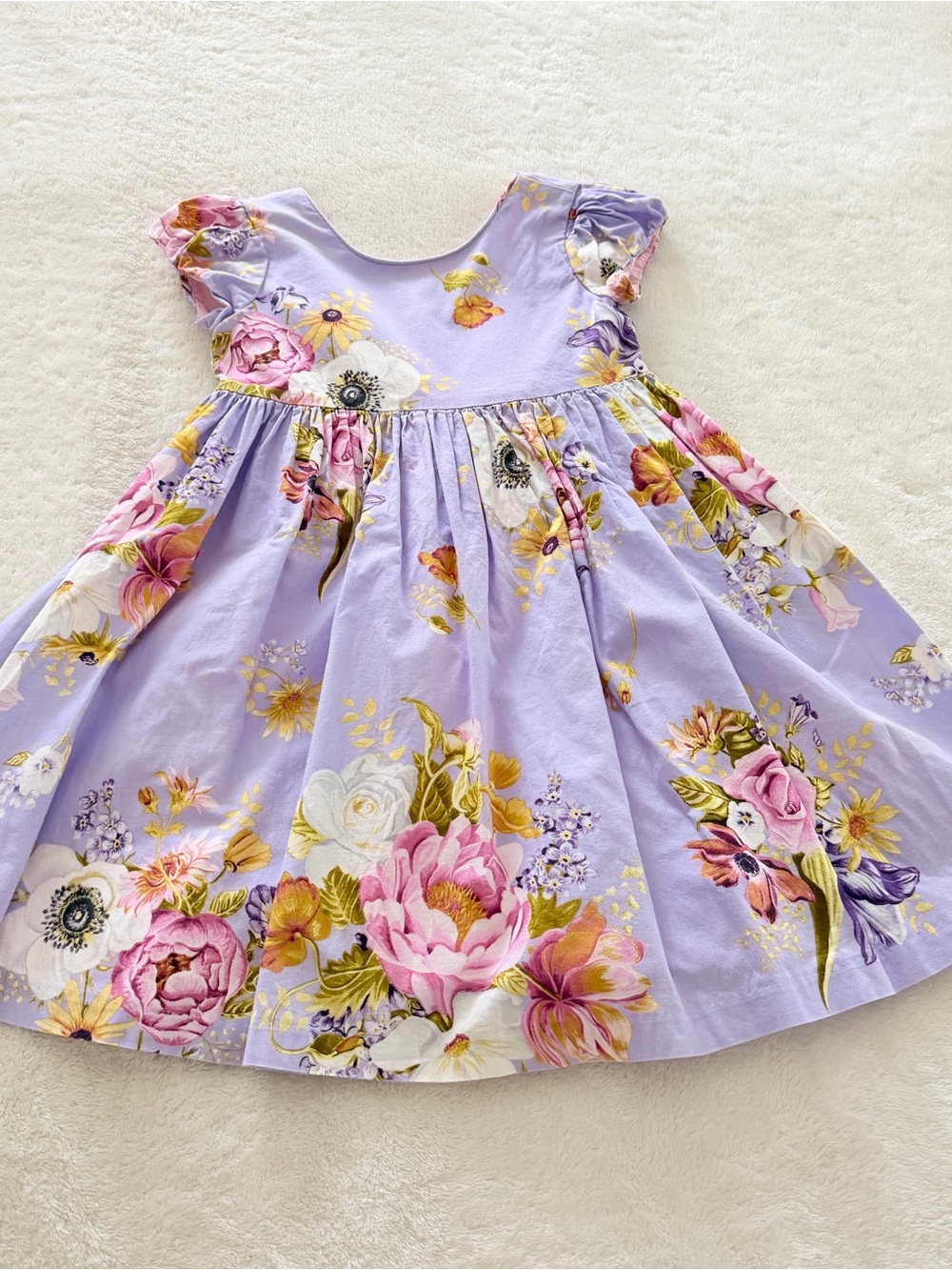 Plum Pudding Lavender Purple Floral Print Cotton Dress size 6 girls